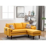 Mia Yellow Sectional Sofa Chaise with USB Charger & Pillows