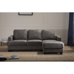 Caleb Gray Fabric Sectional Sofa Chaise with USB Charger and Tablet Pocket