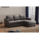 Caleb Gray Fabric Sectional Sofa Chaise with USB Charger and Tablet Pocket