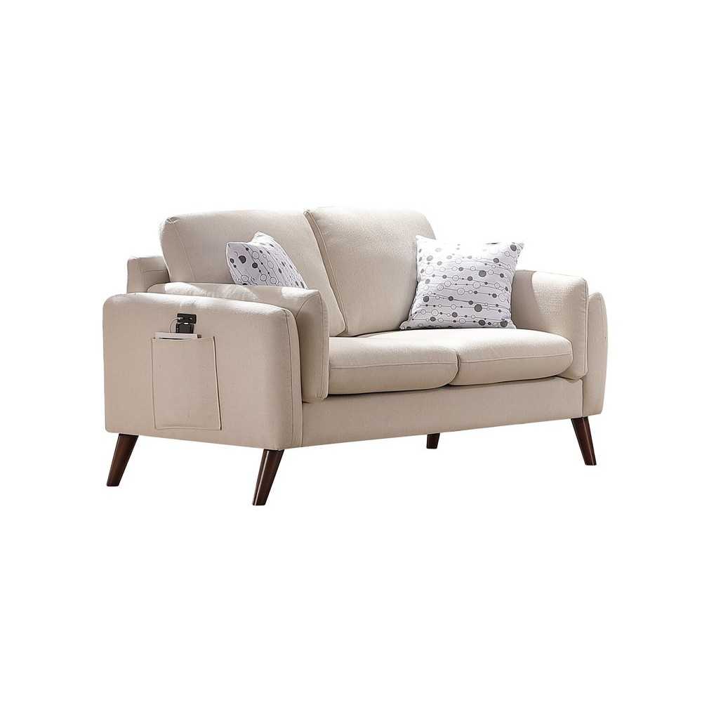 Winston Beige Linen Loveseat Couch with USB Charger and Tablet Pocket Winston Beige Linen Loveseat Couch with USB Charger and Tablet Pocket