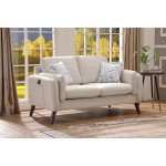 Winston Beige Linen Loveseat Couch with USB Charger and Tablet Pocket