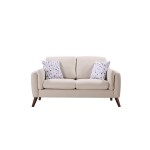 Winston Beige Linen Loveseat Couch with USB Charger and Tablet Pocket