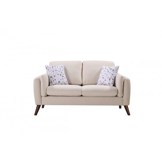 Winston Beige Linen Loveseat Couch with USB Charger and Tablet Pocket
