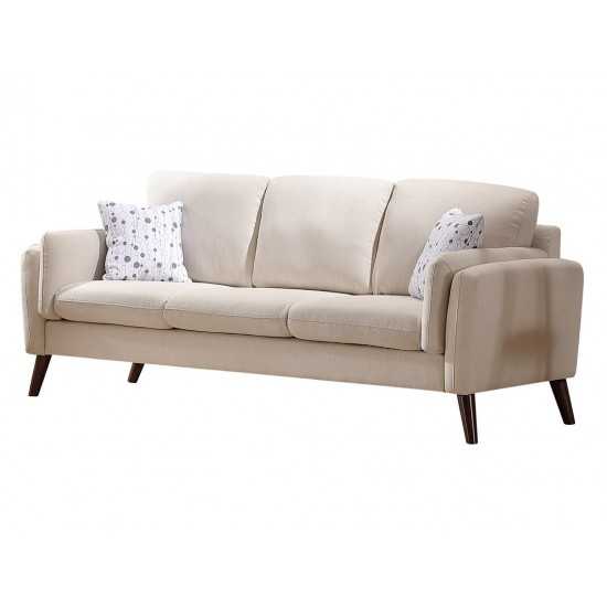 Winston Beige Linen Sofa Couch with USB Charger and Tablet Pocket