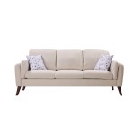 Winston Beige Linen Sofa Couch with USB Charger and Tablet Pocket