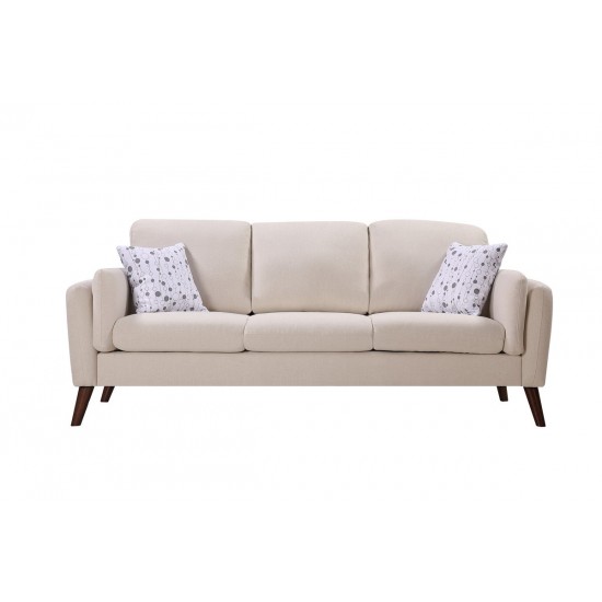 Winston Beige Linen Sofa Couch with USB Charger and Tablet Pocket