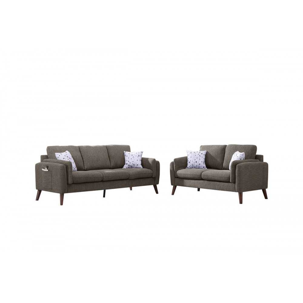 Winston Brown Linen Sofa and Loveseat Living Room Set with USB Charger and Tablet Pocket Winston Brown Linen Sofa and Loveseat Living Room Set with USB Charger and Tablet Pocket