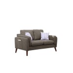 Winston Brown Linen Loveseat Couch with USB Charger and Tablet Pocket