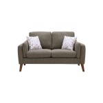Winston Brown Linen Loveseat Couch with USB Charger and Tablet Pocket
