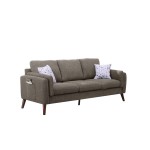 Winston Brown Linen Sofa Couch with USB Charger and Tablet Pocket