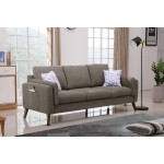 Winston Brown Linen Sofa Couch with USB Charger and Tablet Pocket