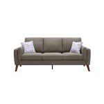 Winston Brown Linen Sofa Couch with USB Charger and Tablet Pocket