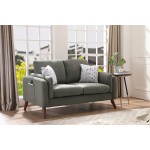 Winston Gray Linen Loveseat Couch with USB Charger and Tablet Pocket