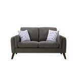 Winston Gray Linen Loveseat Couch with USB Charger and Tablet Pocket