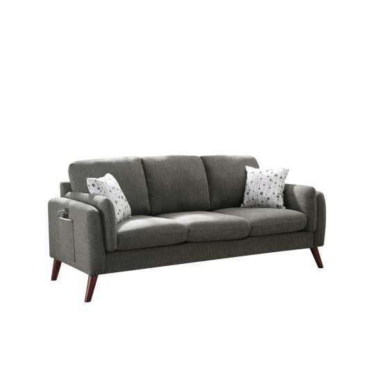 Winston Gray Linen Sofa Couch with USB Charger and Tablet Pocket