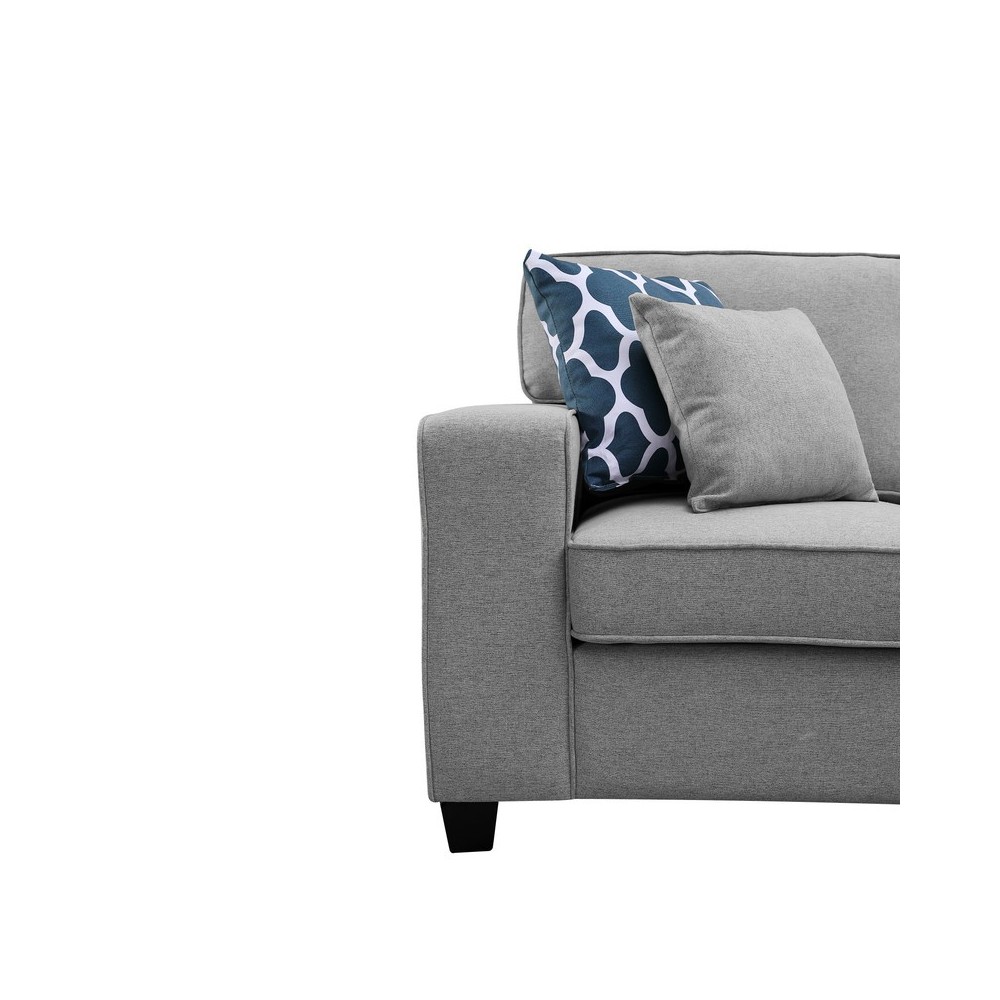 Irma Light Gray Linen 8Pc Modular LShape Sectional Sofa Chaise and Ottoman