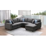 Sonoma Dark Gray Linen 6Pc Modular Sectional Sofa and Ottoman