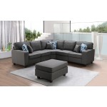 Sonoma Dark Gray Linen 6Pc Modular Sectional Sofa and Ottoman