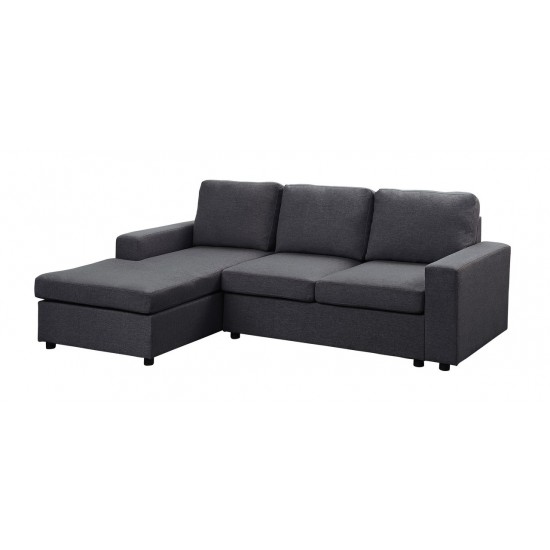 Newlyn Sofa with Reversible Chaise in Dark Gray Linen