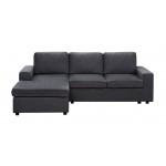 Newlyn Sofa with Reversible Chaise in Dark Gray Linen