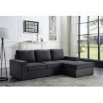 Newlyn Sofa with Reversible Chaise in Dark Gray Linen