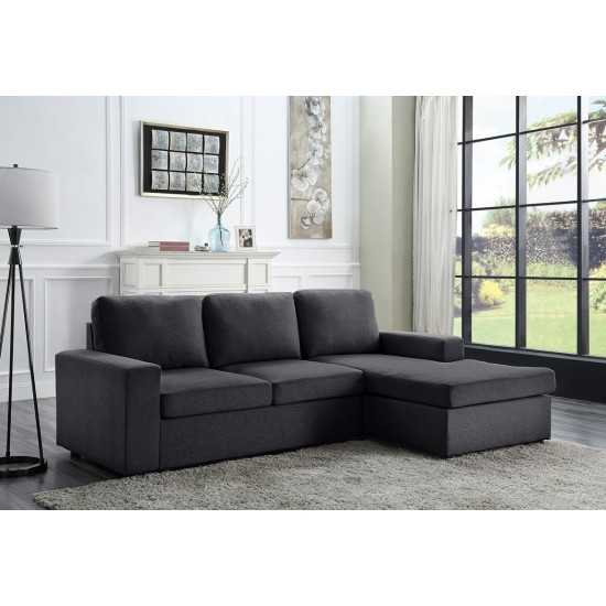 Newlyn Sofa with Reversible Chaise in Dark Gray Linen