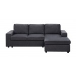 Newlyn Sofa with Reversible Chaise in Dark Gray Linen