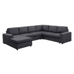 Warren Sectional Sofa with Reversible Chaise in Dark Gray Linen