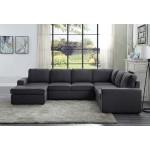 Warren Sectional Sofa with Reversible Chaise in Dark Gray Linen