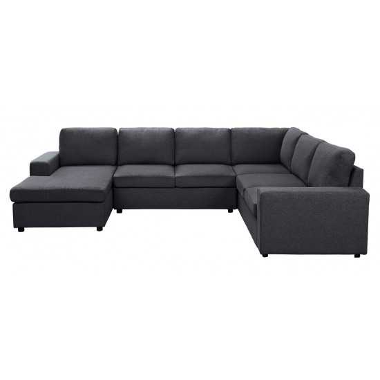 Warren Sectional Sofa with Reversible Chaise in Dark Gray Linen