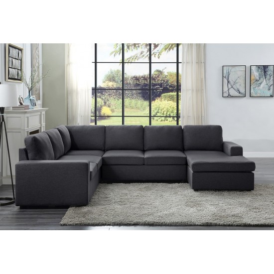 Warren Sectional Sofa with Reversible Chaise in Dark Gray Linen