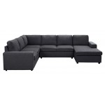 Warren Sectional Sofa with Reversible Chaise in Dark Gray Linen