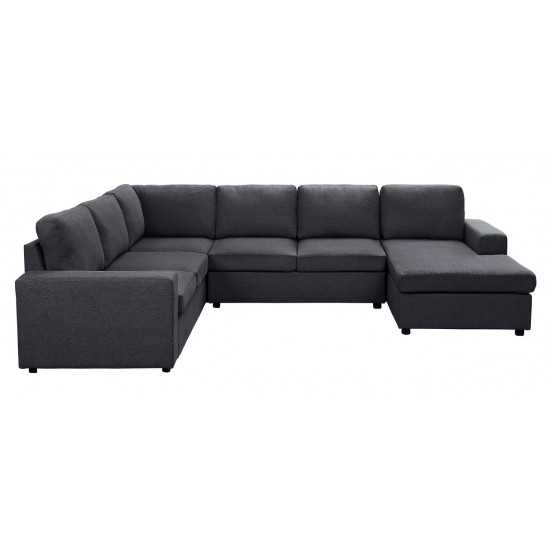 Warren Sectional Sofa with Reversible Chaise in Dark Gray Linen