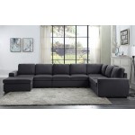 Tifton Modular Sectional Sofa with Reversible Chaise in Dark Gray Linen