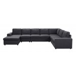 Tifton Modular Sectional Sofa with Reversible Chaise in Dark Gray Linen