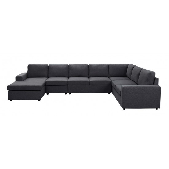 Tifton Modular Sectional Sofa with Reversible Chaise in Dark Gray Linen