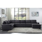 Tifton Modular Sectional Sofa with Reversible Chaise in Dark Gray Linen