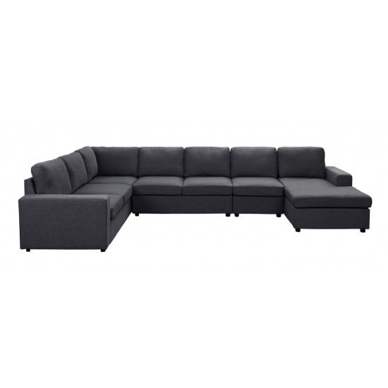 Tifton Modular Sectional Sofa with Reversible Chaise in Dark Gray Linen