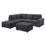 Marta Modular Sectional Sofa with Ottoman in Dark Gray Linen