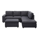 Marta Modular Sectional Sofa with Ottoman in Dark Gray Linen