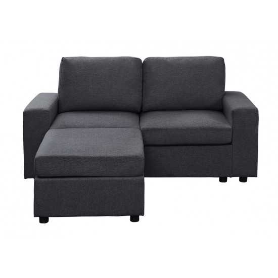 Arroyo Loveseat with Ottoman in Dark Gray Linen