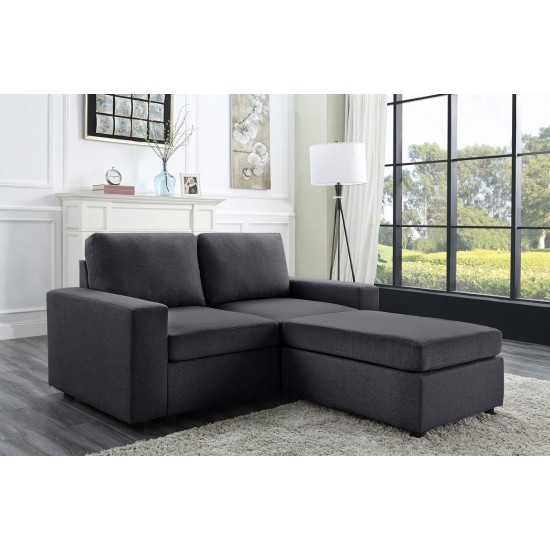 Arroyo Loveseat with Ottoman in Dark Gray Linen