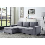 Newlyn Light Gray Linen Reversible Sectional Sofa Chaise