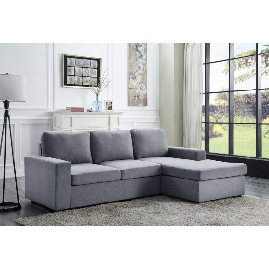 Newlyn Light Gray Linen Reversible Sectional Sofa Chaise