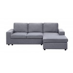 Newlyn Light Gray Linen Reversible Sectional Sofa Chaise