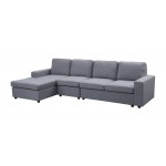 Dunlin Light Gray Linen Reversible Modular Sectional Sofa Chaise