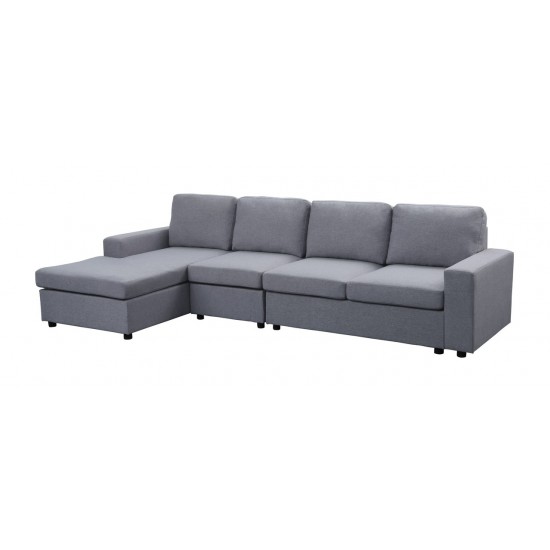 Dunlin Light Gray Linen Reversible Modular Sectional Sofa Chaise