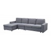 Dunlin Light Gray Linen Reversible Modular Sectional Sofa Chaise