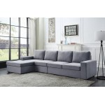 Dunlin Light Gray Linen Reversible Modular Sectional Sofa Chaise