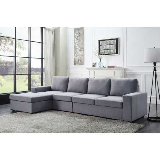 Dunlin Light Gray Linen Reversible Modular Sectional Sofa Chaise